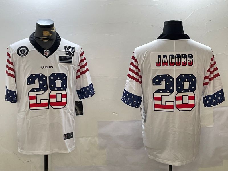 Men Oakland Raiders #28 Jacobs White National Flag 2024 Nike Limited NFL Jersey style 4